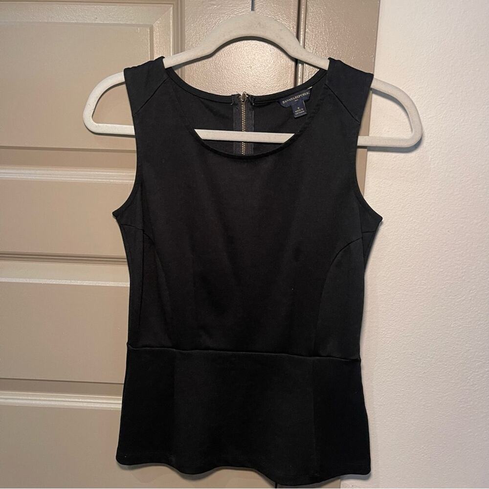 Banana Republic Black Fitted Peplum Tank| Black | size 0